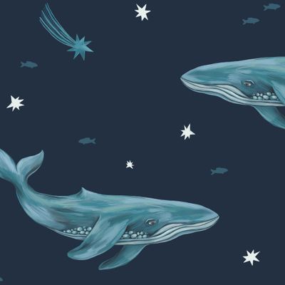 Киты на темно-синем фоне