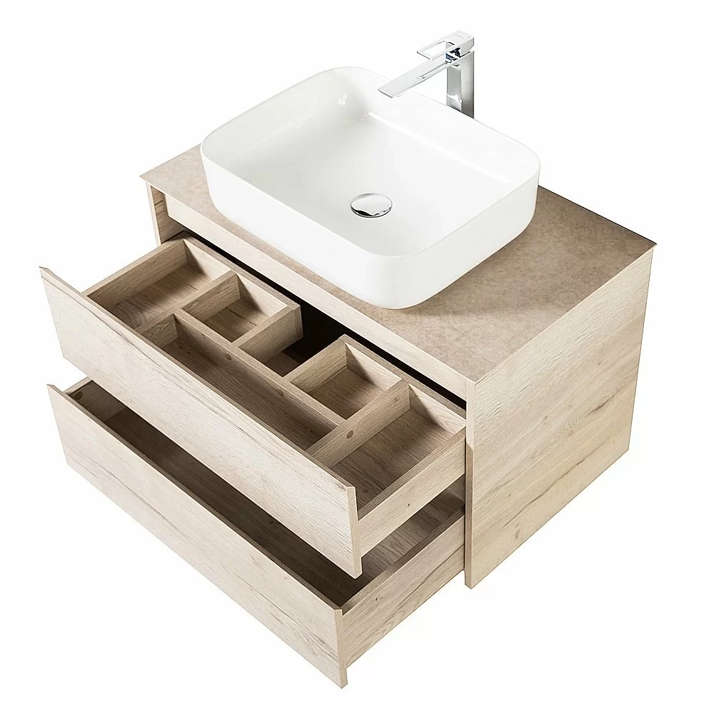 Тумба с раковиной и столешницей BelBagno KRAFT 100 Rovere Galifax Bianco