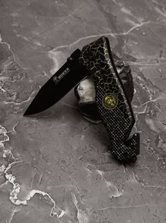 Складной нож тактический BOKER Черный с карабином