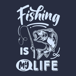 print PewPewCat рыбака Fishing is my life голубой для темно-синей футболки