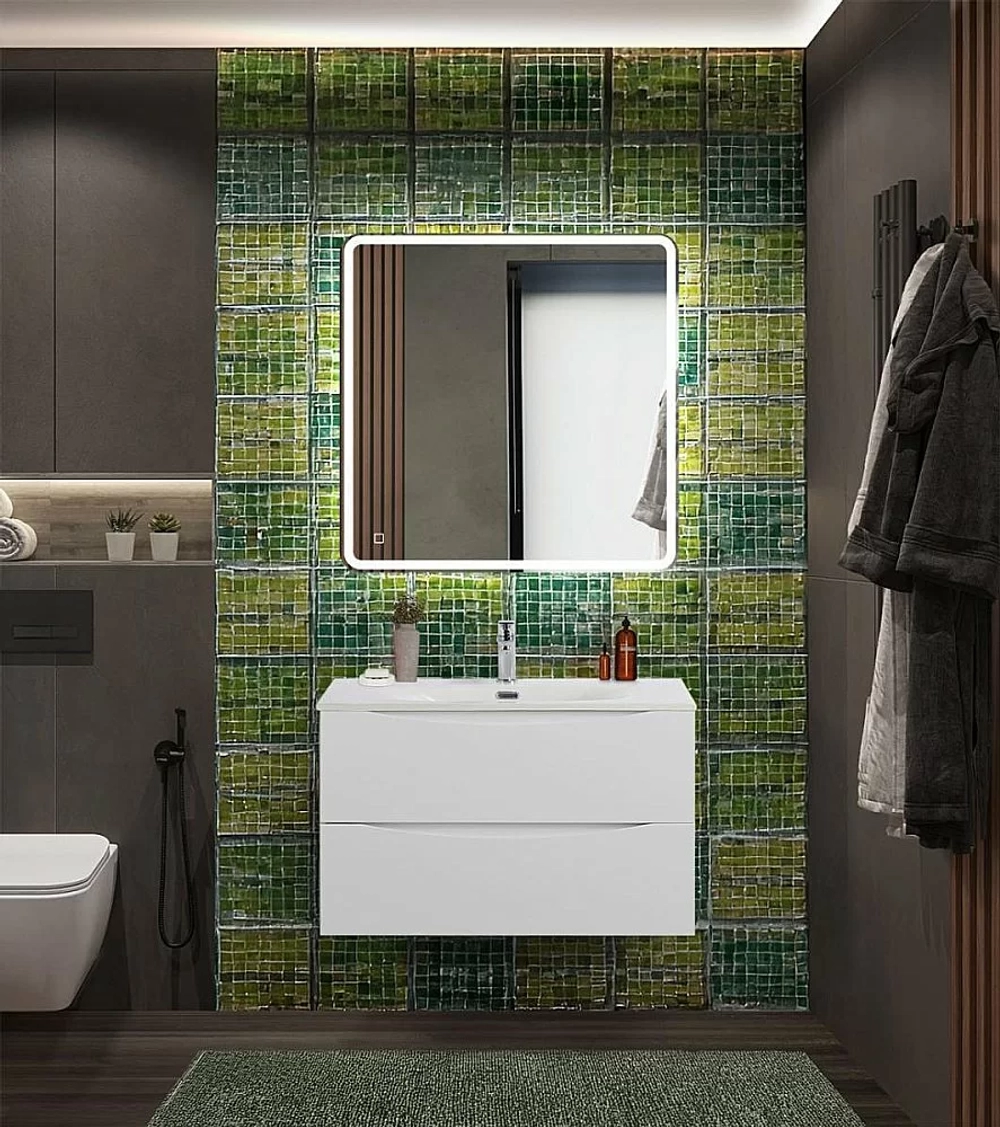 Тумба с раковиной BelBagno MARINO-CER-N-800-2C-SO-BO-P Bianco Opaco