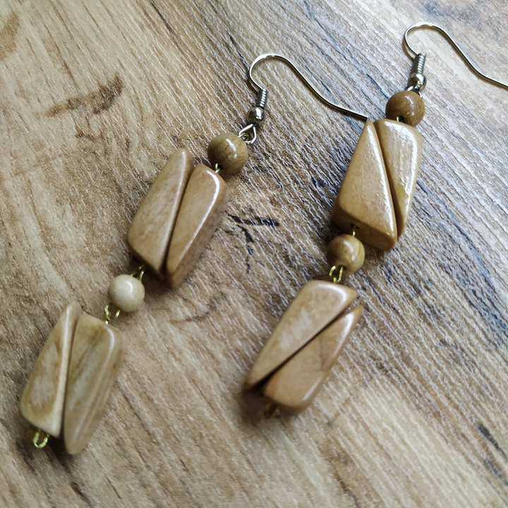 Серьги Клинышки, дерево