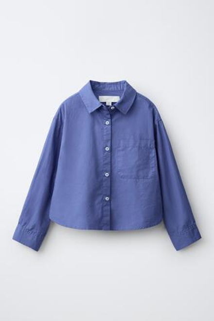 ZARA РУБАШКА ИЗ ПОПЛИНА, ВЫЦВЕТШИЙ СИНИЙ