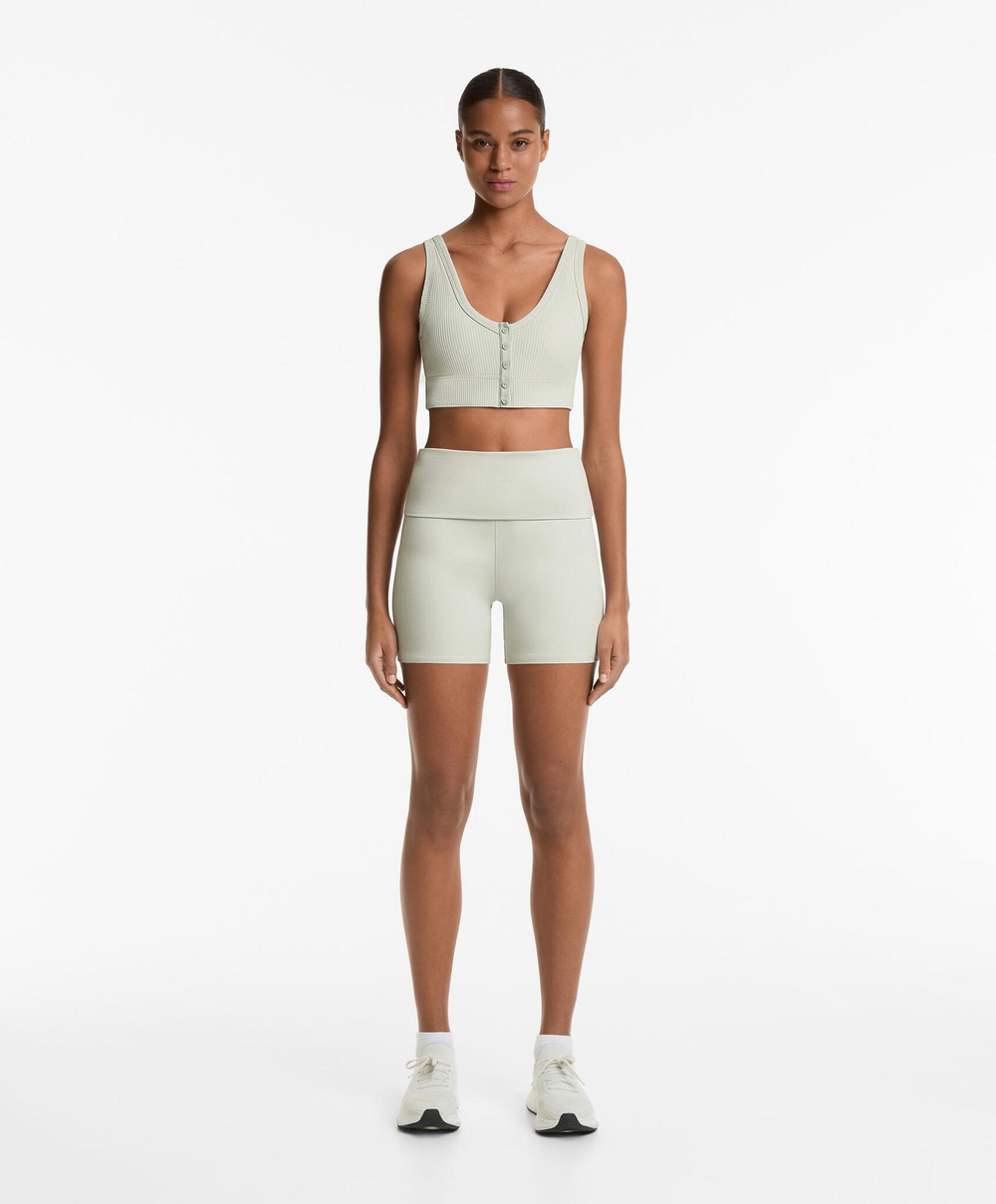 OYSHO Леггинсы- велосипедки Comfortlux укороченные 10 см с отворотом на талии, бледно-морской зеленый