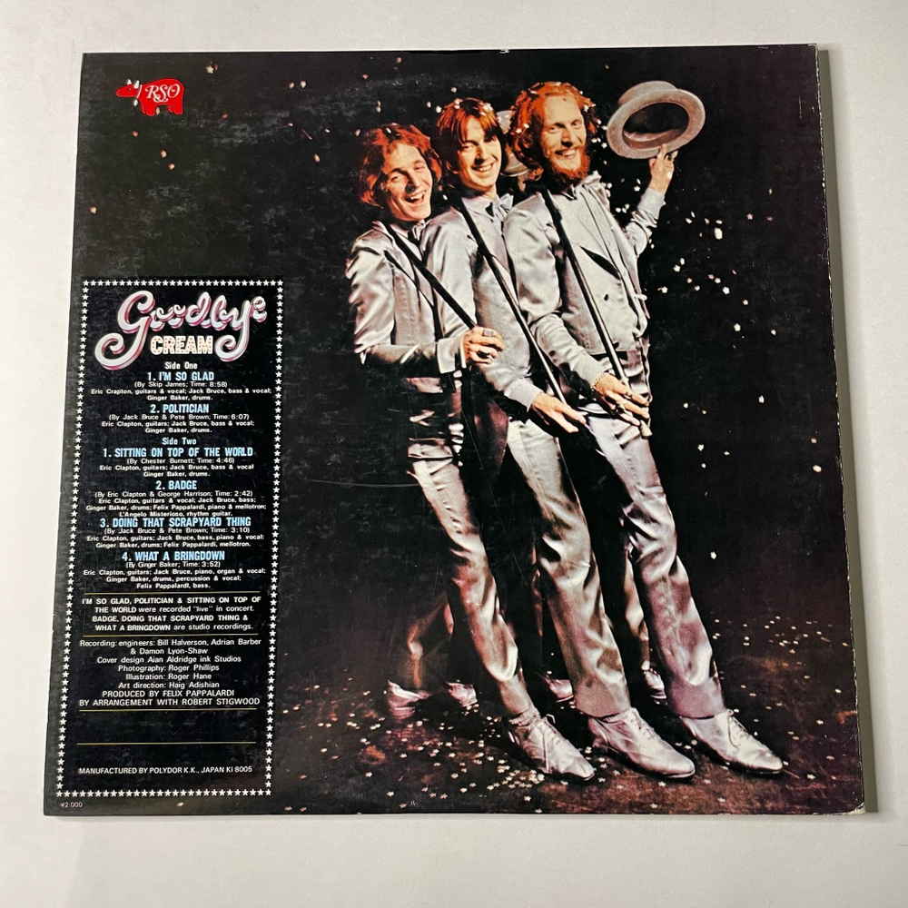 Винтажная виниловая пластинка LP Cream Goodbye (Japan 1980) (Obi)
