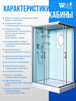 Душевая кабина WeltWasser  WW500 LAINE 1204 120х90 см,  прозрачное стекло, поддон низкий, крыша, гидромассаж