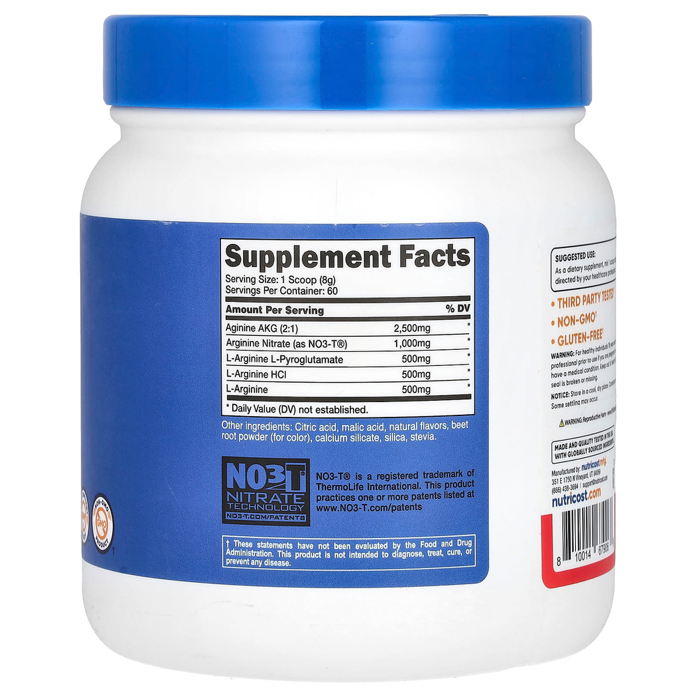 Nutricost, L-аргинин комплекс, фруктовый пунш, 474 г (16,9 унции)
