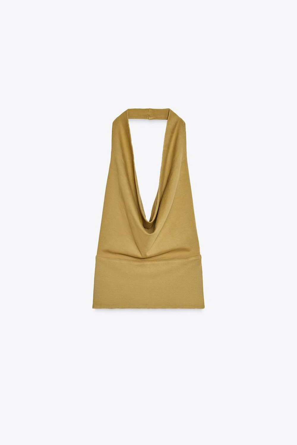 ZARA ТОП ИЗ ПЛОТНОГО ХЛОПКА С ЭФФЕКТОМ ПОТЕРТОСТИ, БРОНЗОВЫЙ