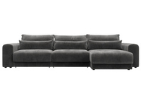 Диван угловой Лига-056 НПБ Лонг угол универсальный ВЕЛЮР TOWER 10 серый