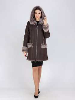 Дубленка натуральная с капюшоном зимняя