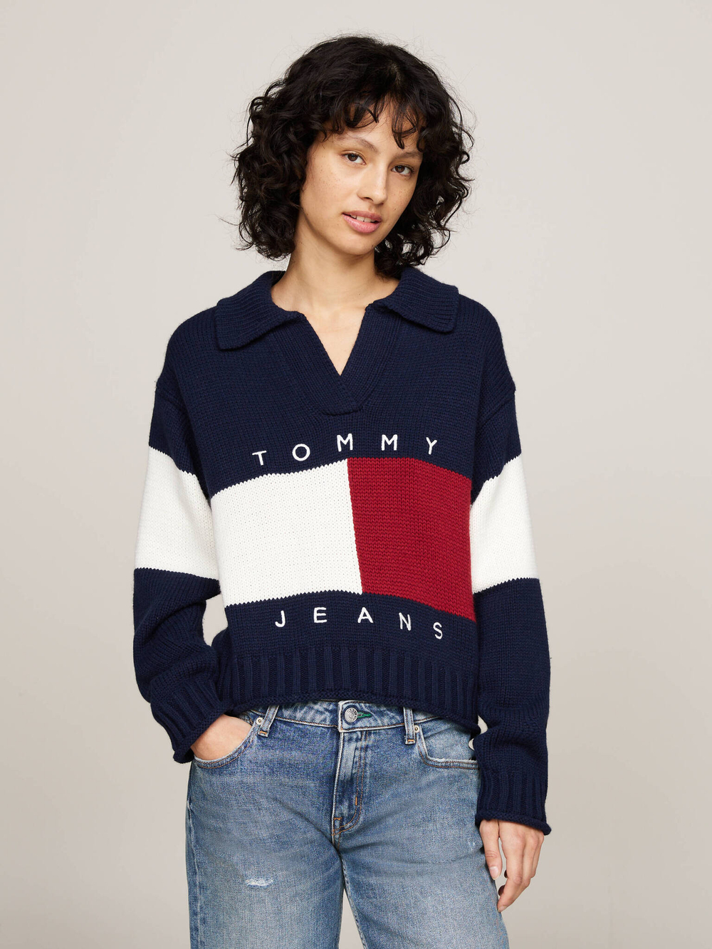 Свитер FLAG RUGBY Tommy Jeans - темно-синий(DW0DW18677)