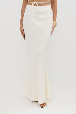 Юбка-рыбка из вискозы ванильного цвета