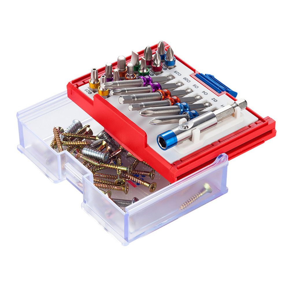 МАСТАК (058-10019C) Набор вставок (бит) 1/4", TORX, HEX, Pozidriv, Phillips, Slotted, 19 предметов