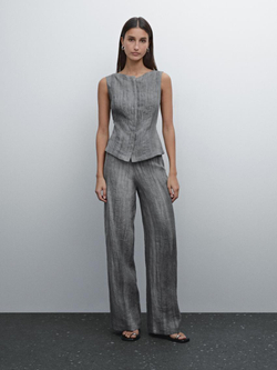 Massimo Dutti Брюки из 100% льна, свинцовый