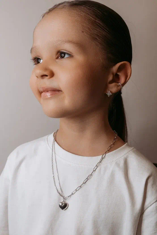 Серьги - конго "Цветы" с фианитами