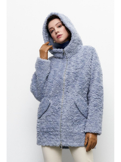 Шуба женская чебурашка тедди экомех, голубая, SilverFox