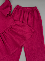 Костюм из муслина топ с крылышками и брюки «Брусника»