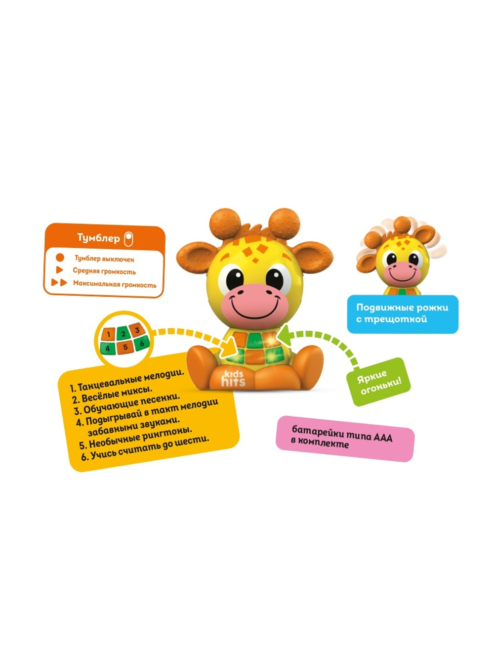 Интерактивная игрушка Kids Hits Кроха Забавный жирафик