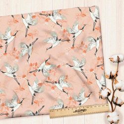 Ткань муслин японский журавль