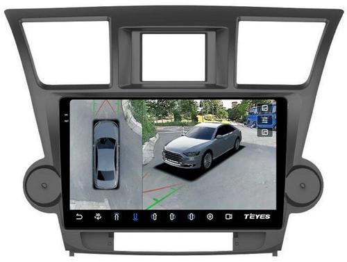 Магнитола для Toyota Highlander 2 U40 2007-2013 (крутилки декоративные) - Teyes CC3-2K-360 на Android 10, Быстрая, 2K QLED, CarPlay, 4G SIM-слот, 4 камеры в комплекте