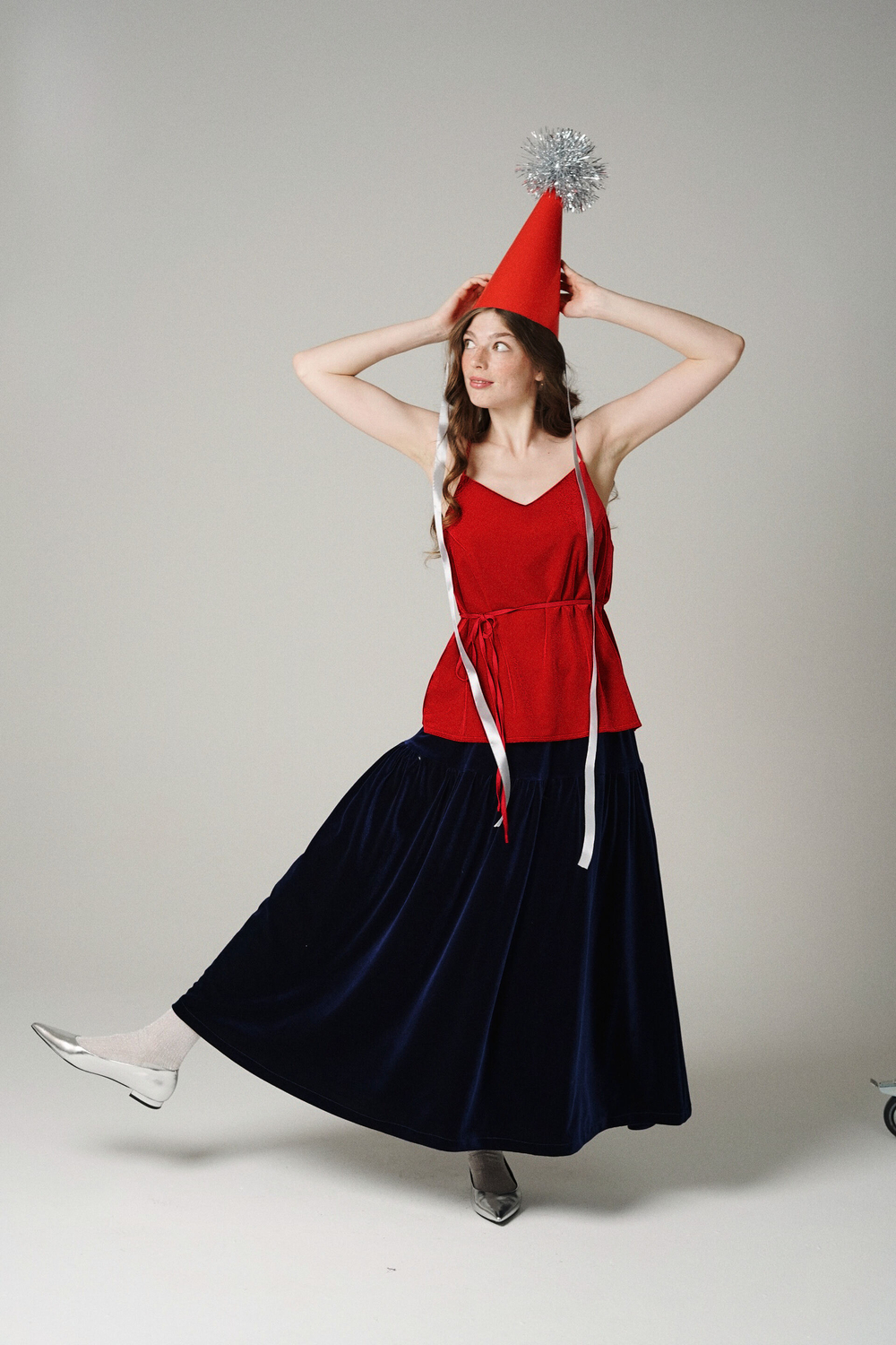 Юбка на кокетке из бархата "Мишка на севере"