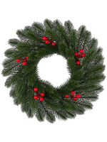 Венок декоративный "Ёлка с ягодой" д.35 см, малый, пластик, зелёный