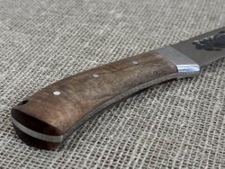 Якутский нож, цельнометаллический, сталь Х12МФ, рукоять орех, кованый дол