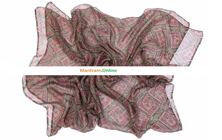 Палантин-парео Вискоза 100% (шифон) Квадраты, солнышко, коричневый фон с люрексом 110x170 см.