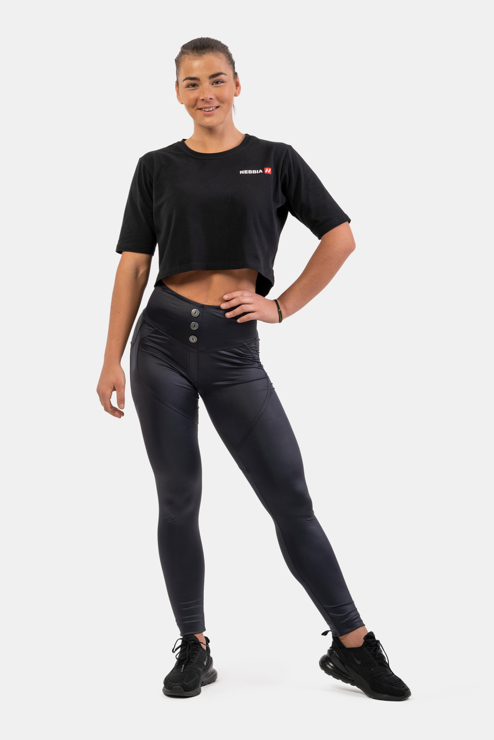 Брюки High Waist Glossy Look Bubble Butt Pants 586