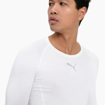 Мужская теннисная футболка теннисная Puma Liga Baselayer Tee Long Sleeve - белый