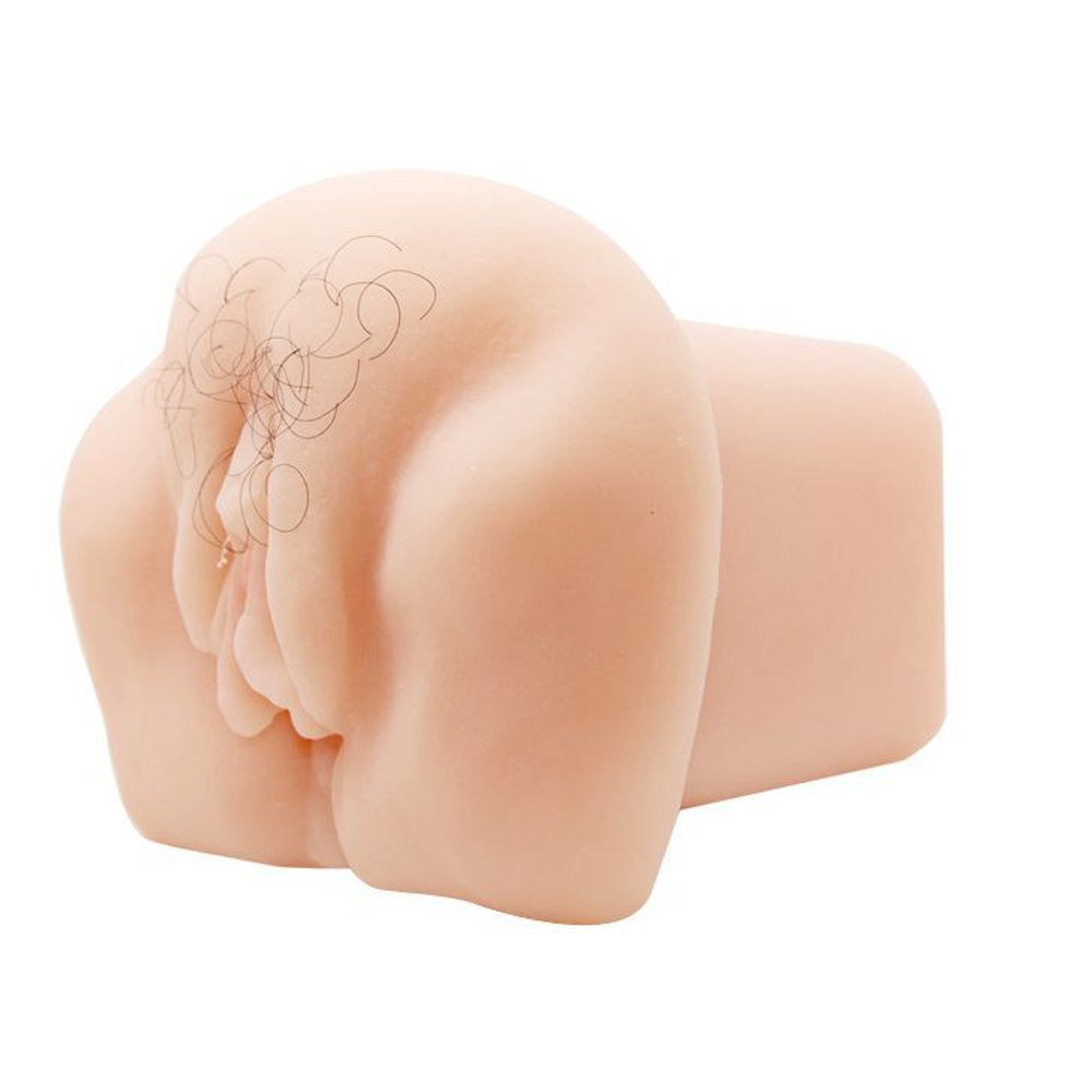 Телесный мастурбатор-вагина с оволосением и вибрацией (Цвет: телесный)