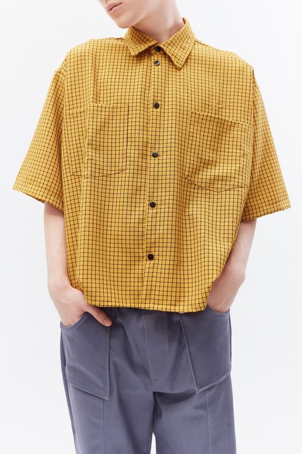 Рубашка укороченная оверсайз желтая - фото 7