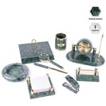 Набор настольный Delucci 9 предметов, зеленый мрамор