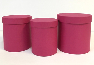 Коробки Цилиндр Однотонные. Набор 3 шт. Бордово-Красные