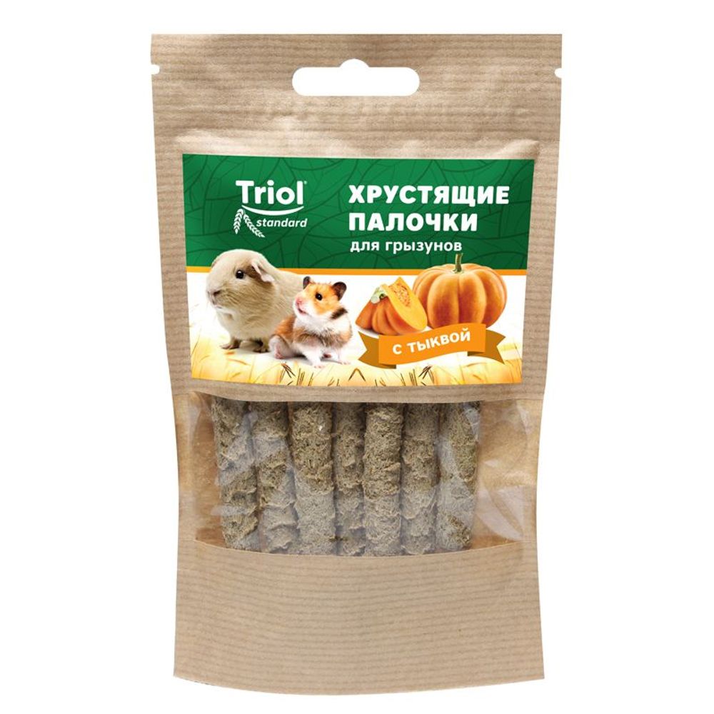 Лакомство Triol Standard хрустящие палочки для грызунов с тыквой, Пакет 30 г Лакомство Triol Standard хрустящие палочки для грызунов с тыквой, Пакет 30 г