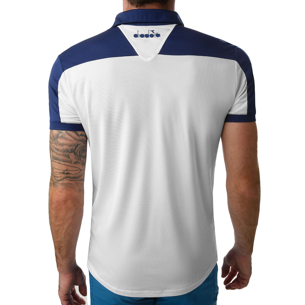 Мужское теннисное поло Diadora Court Polo Men - White, Dark Blue