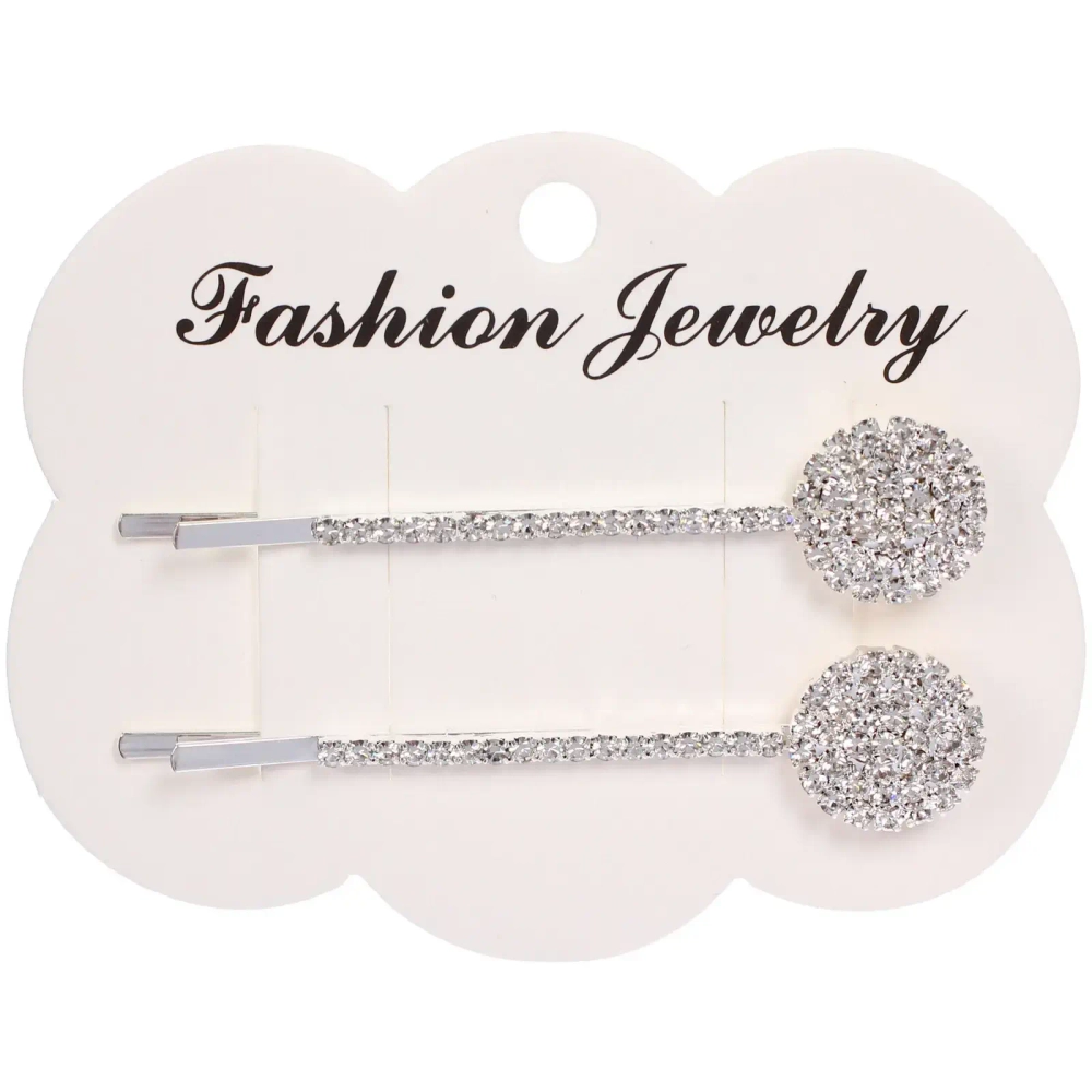 Невидимки для волос 2шт «Кристалы Агоры», стразики, цвет серебро, 6,5см (блистер и пакет с подвесом)