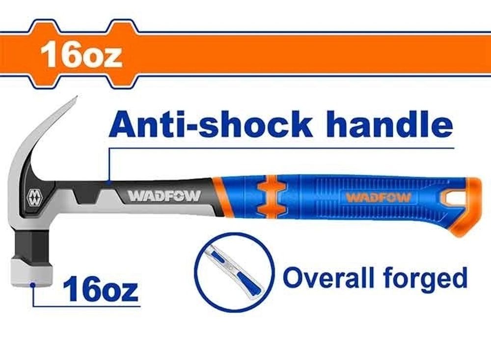Молоток-гвоздодер WADFOW WHM8116 450 г