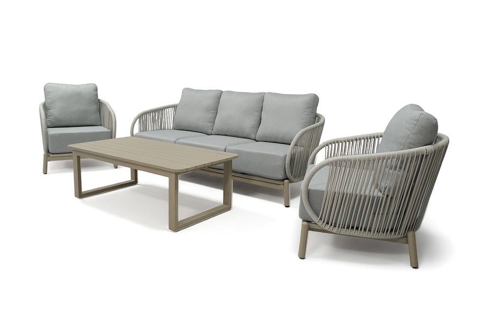 "Прато" лаунж-зона из искусственного ротанга на 5 персон, цвет светло-серый