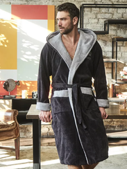 Халат мужской KING с капюшоном Антрацит "Polens"