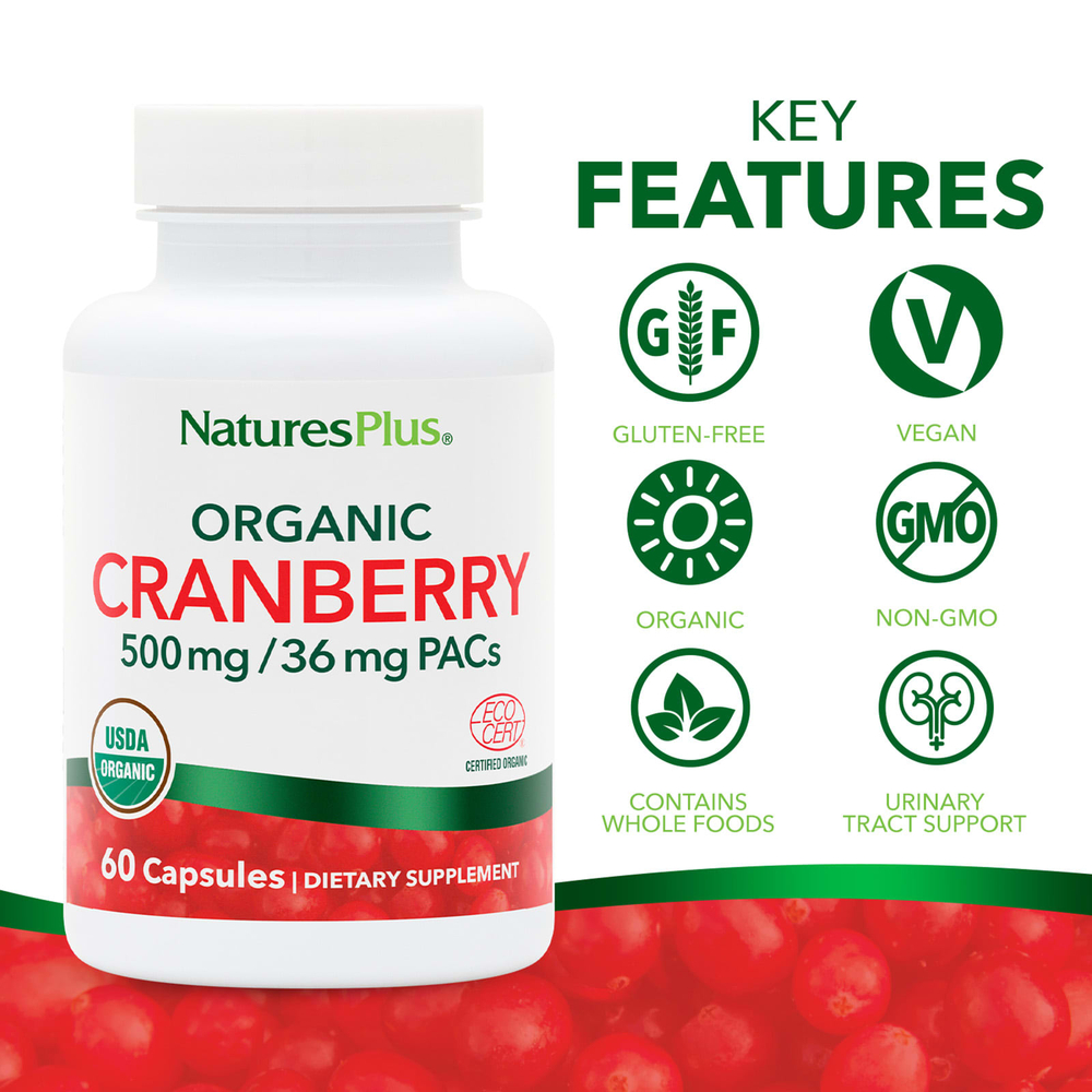 NaturesPlus, Органическая клюква, 60 капсул (250 мг на капсулу)