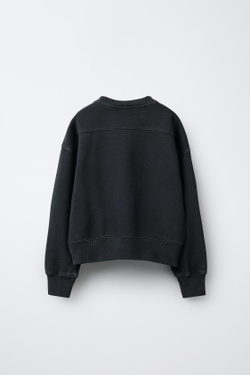 ZARA ТОЛСТОВКА С ПРИНТОМ В СТИЛЕ ПРЕППИ, АНТРАЦИТОВО-СЕРЫЙ