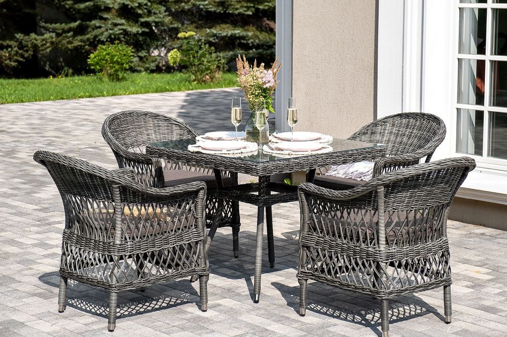 "Сицилия" обеденная группа плетеная, цвет графит