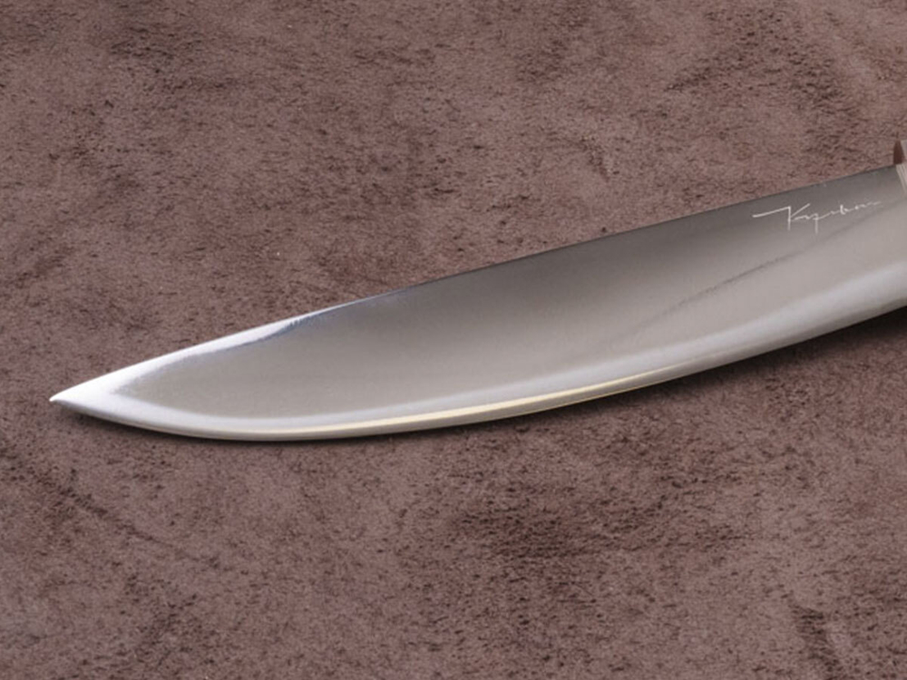 Якутский нож "Амга", сталь Х12МФ, рукоять стабилизированная карельская берёза в бордовом цвете