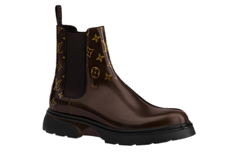 LOUIS VUITTON Bold Cow Leather Chelsea Boots Men"s Brown