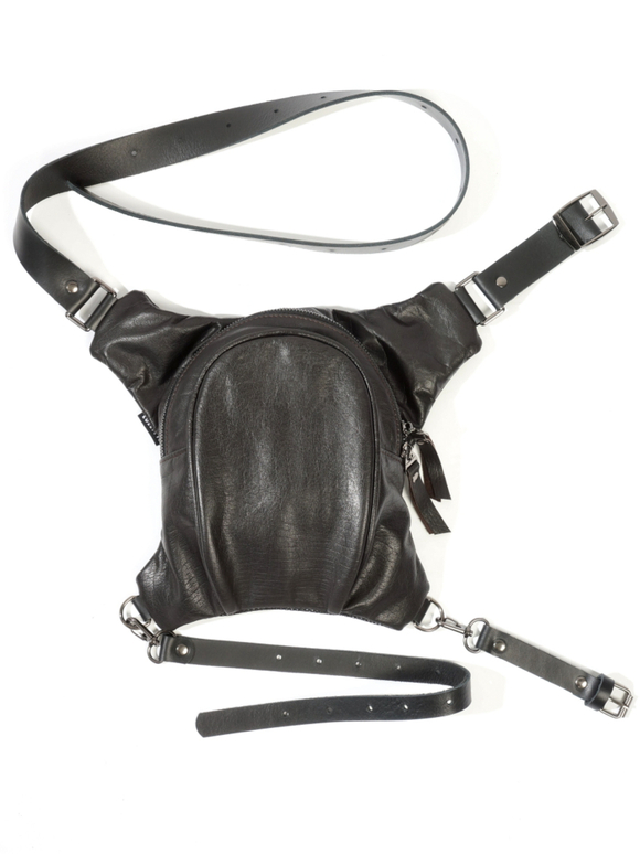 Сумка на бедро кожаная коричневая