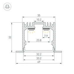 Профиль SL-LINIA49-F-2000 ANOD (BY) (Arlight, Алюминий) 059797