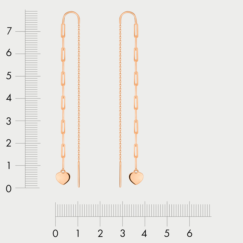 Серьги-продевки женские из розового золота 585 пробы без вставок (арт. 1414330)