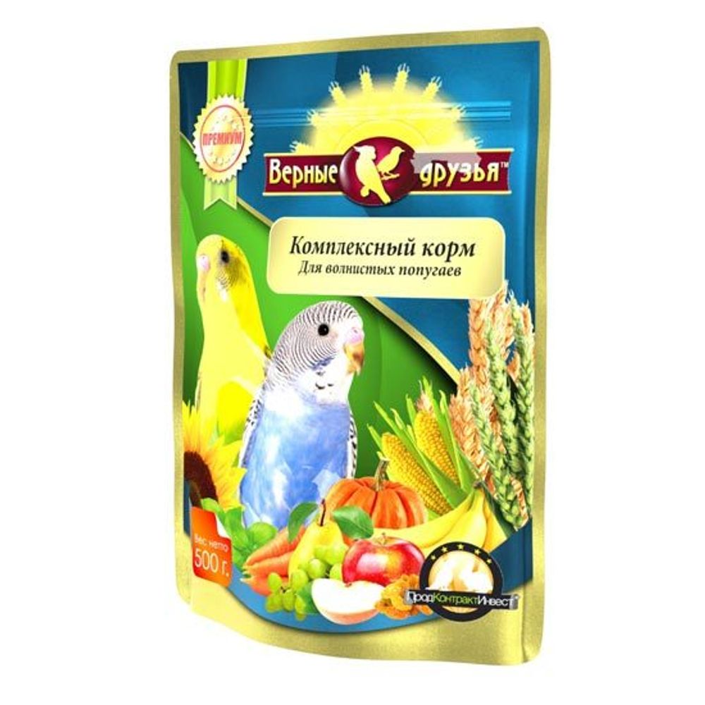 Корм Верные друзья Премиум для волнистых попугаев, 500 г