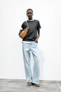 ZARA СУМКА-ШОПЕР СО СБОРКАМИ, ТЕМНЫЙ РЫЖЕВАТО-КОРИЧНЕВЫЙ